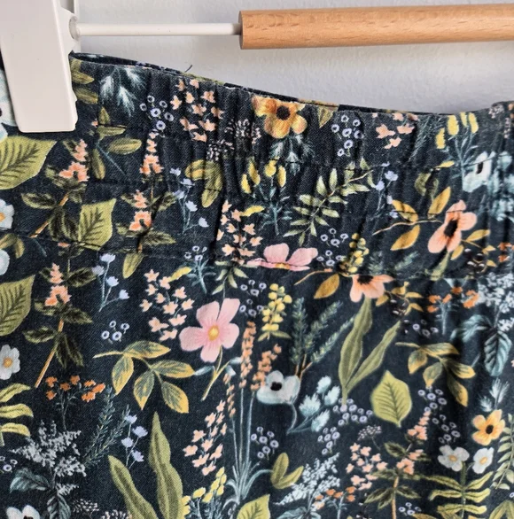 KAZAK MONTREAL Floral Print Cotton Skirt - Teal with Pastel Flowers - Picture 6 of 8